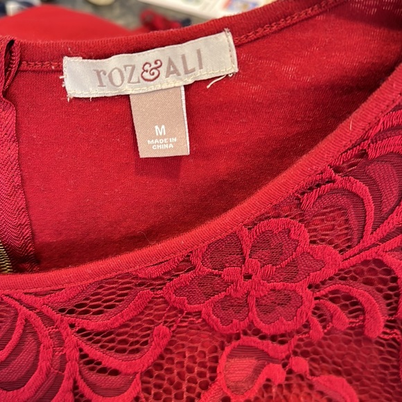 Lacy overlay on front with 3/4 sleeve and zippered back - Picture 5 of 7